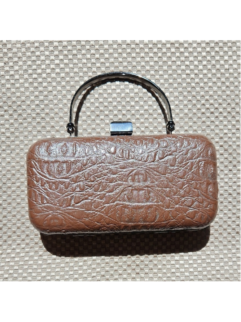 Expressions NYC Small Handbag Clutch Faux Alligator Chrome Mini Bag